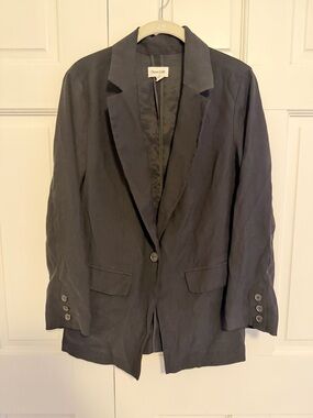 Open Edit Black Oversized Blazer XS Single Button Longline Minimalist Jacket